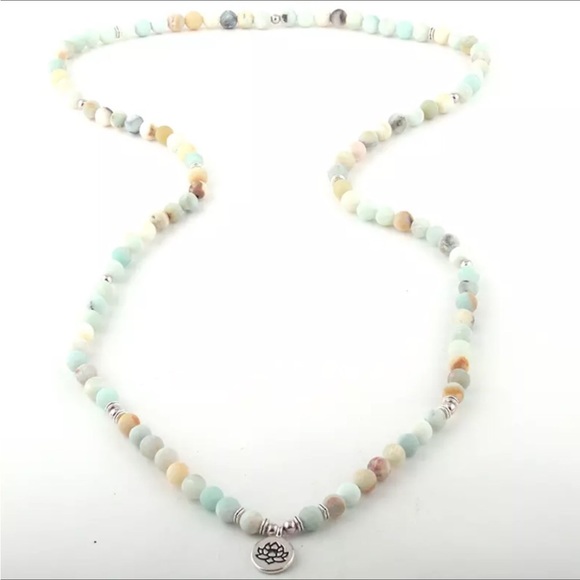 Amazonite Lotus 108 Mala Necklace Bracelet - Picture 6 of 6